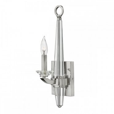 Wall Light in Polished Nickel and Faceted crystal