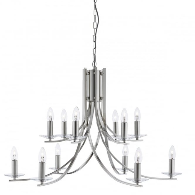 ASCONA - 12 Light Ceiling Pendant With Twisted Frame In Chrome in Clear, Silver