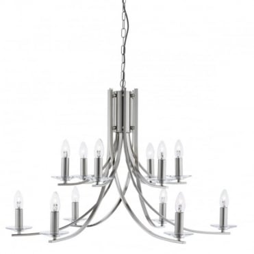 ASCONA - 12 Light Ceiling Pendant With Twisted Frame In Chrome in Clear, Silver