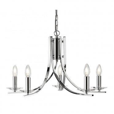 ASCONA - 5 Light Ceiling Pendant With Twisted Frame In Chrome