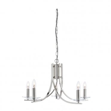 ASCONA - 5 Light Ceiling Pendant With Twisted Frame In Satin Silver