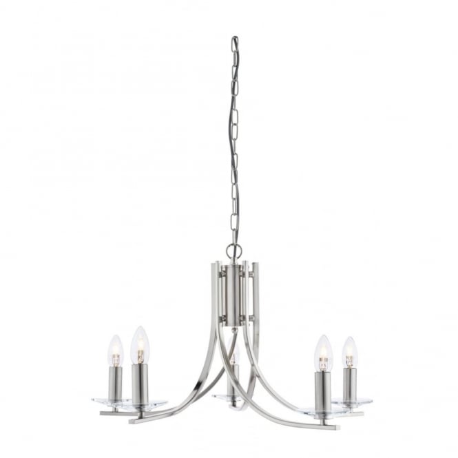 ASCONA - 5 Light Ceiling Pendant With Twisted Frame In Satin Silver