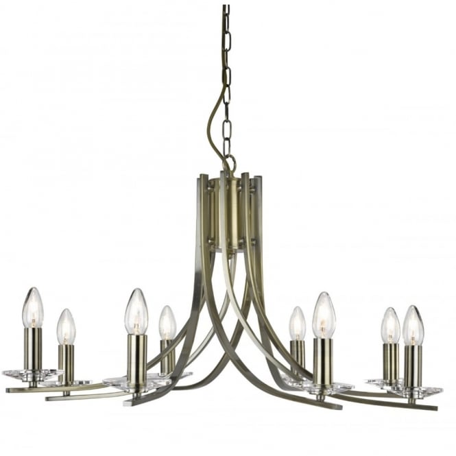 ASCONA - 8 Light Ceiling Pendant With Twisted Frame In Antique Brass