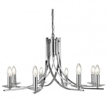 ASCONA - 8 Light Ceiling Pendant With Twisted Frame In Chrome