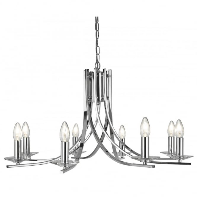 ASCONA - 8 Light Ceiling Pendant With Twisted Frame In Chrome
