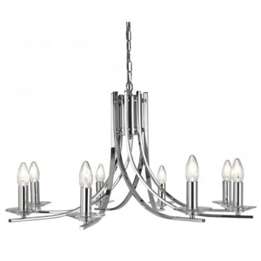 ASCONA - 8 Light Ceiling Pendant With Twisted Frame In Chrome