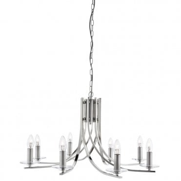 ASCONA - 8 Light Ceiling Pendant With Twisted Frame In Satin Silver
