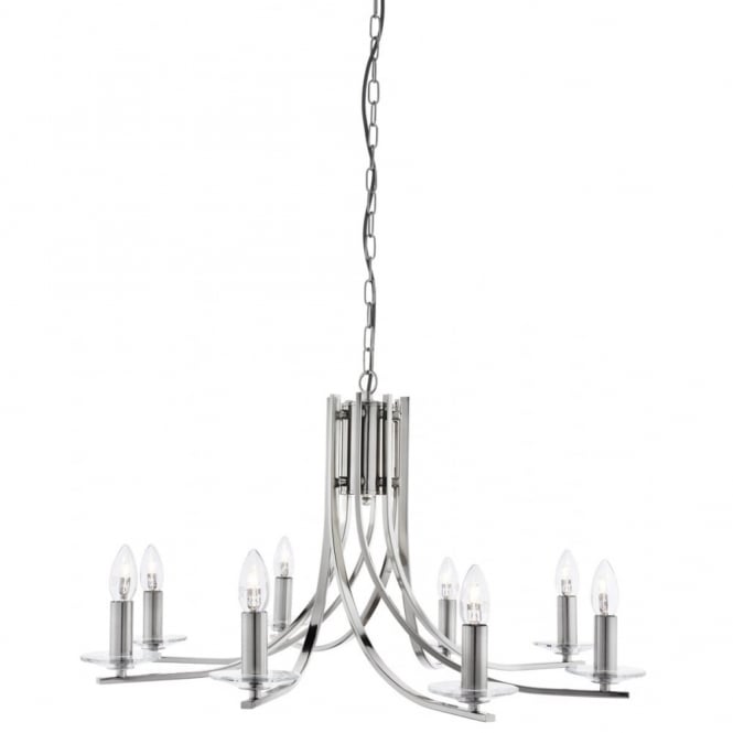 ASCONA - 8 Light Ceiling Pendant With Twisted Frame In Satin Silver