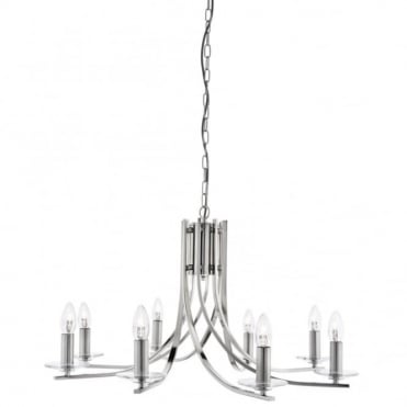 ASCONA - 8 Light Ceiling Pendant With Twisted Frame In Satin Silver