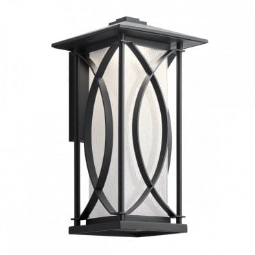 black exterior wall lantern with frosted glass