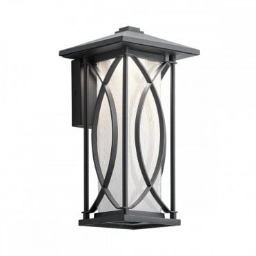 black exterior wall light with frosted glass