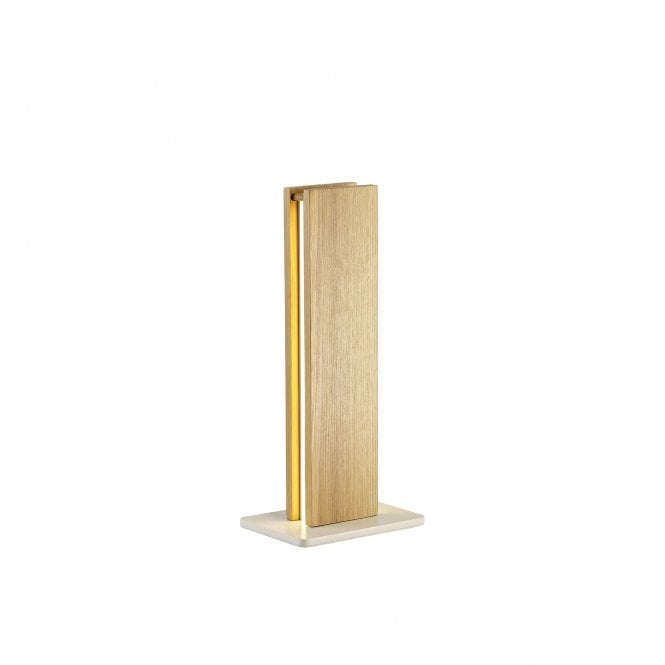 ASHER Integral LED Light Table Lamp Medium Oak Sand White