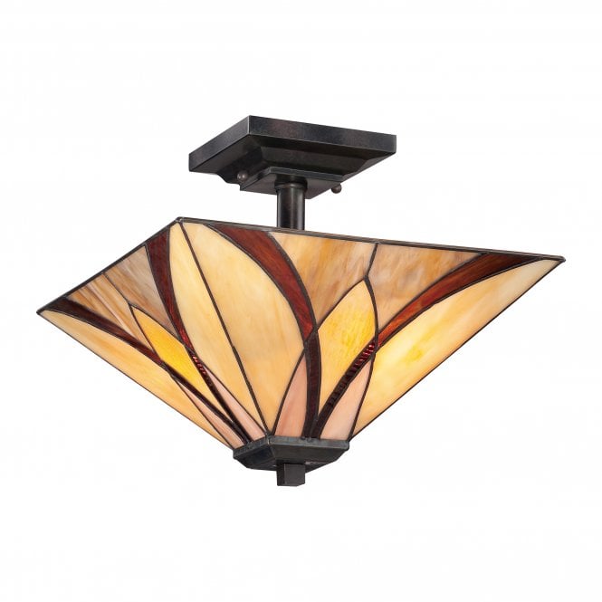 ASHEVILLE - Semi-Flush with Tiffany Glass