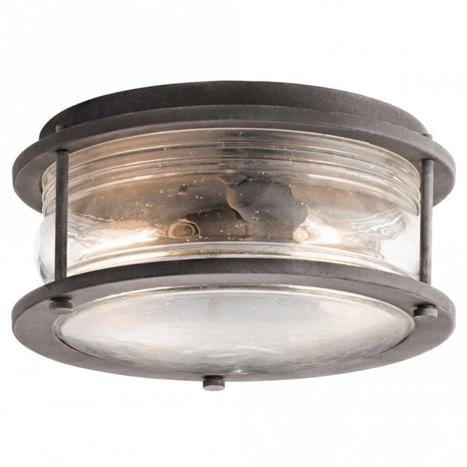 ASHLAND BAY Exterior Flush Mount Weathered Zinc Seeded Glass