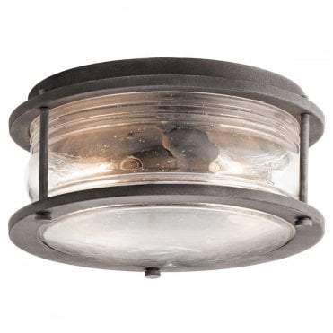 ASHLAND BAY Exterior Flush Mount Weathered Zinc Seeded Glass