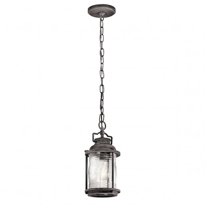 ASHLAND BAY Small Exterior Pendant Weathered Zinc Seeded Glass