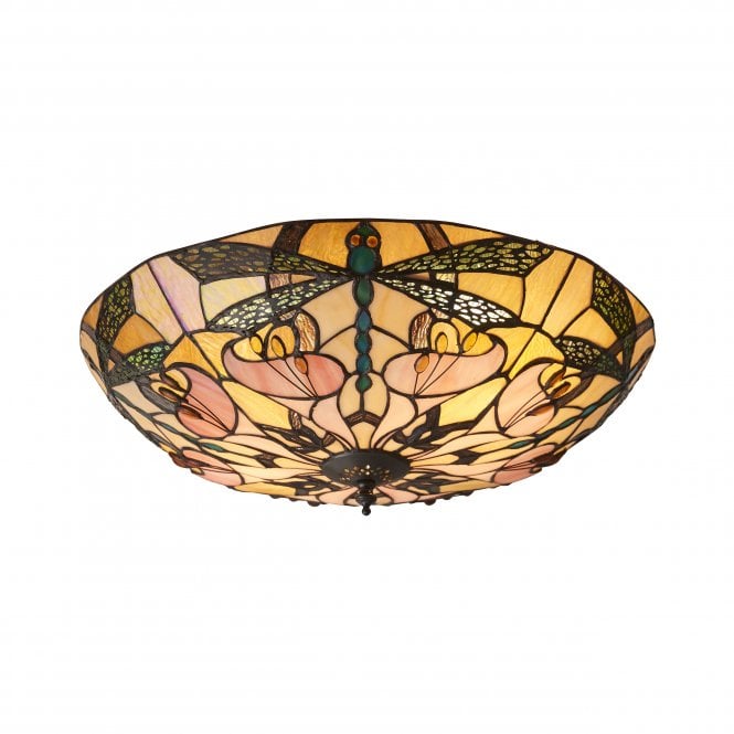 ASHTON - Tiffany Flush Fitting Ceiling Light For Low Ceilings