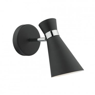 ASHWORTH - 1 Light Wall Bracket Black Polished Chrome Black , Switched