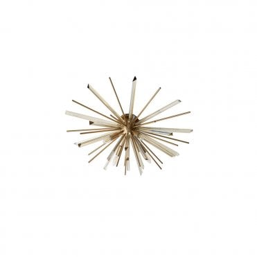 ASPIRE Antique Brass Plated Flush Light With Glass Shards