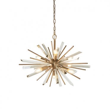 Antique Brass Plated Pendant With Glass Shards