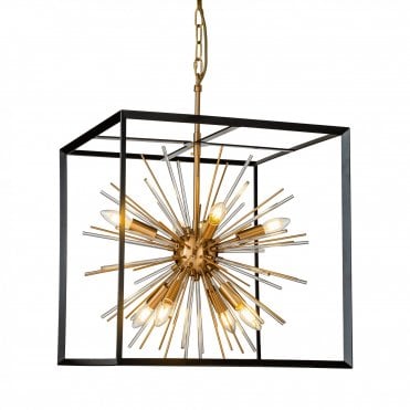 ASTRAL Pendant 8 Light Box Frame Crystal Rod Aspect Pendant