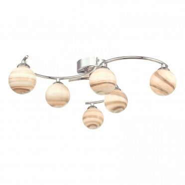 ATIYA 6 Light Semi Flush Chrome With Planet Style Glass