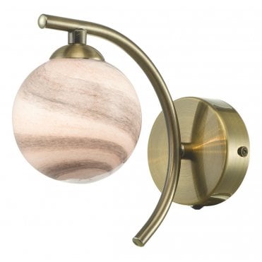 ATIYA Wall Light in Antique Brass With Planet Style Glass