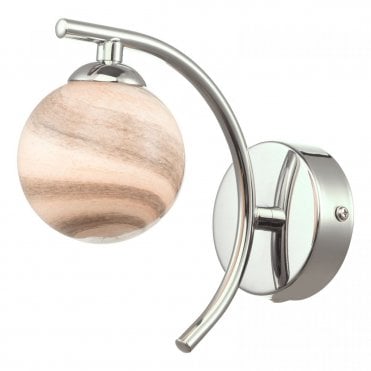 ATIYA Wall Light in Chrome With Planet Style Glass