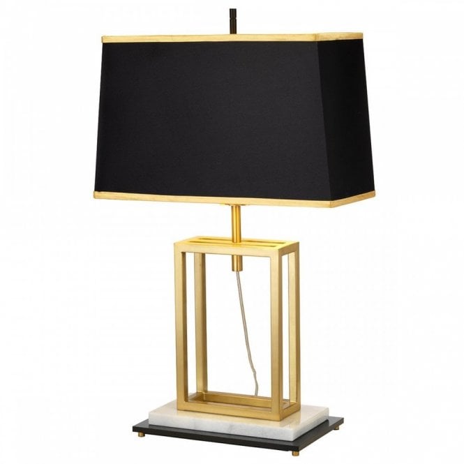 ATLAS Rectangle Table Lamp Brushed Brass with Black Shade