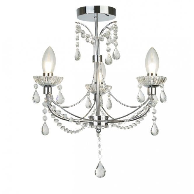 AUTUMN 3 Light Bathroom Chandelier Chrome With Crystal Glass