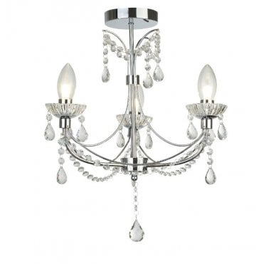 3 Light Bathroom Chandelier Chrome With Crystal Glass