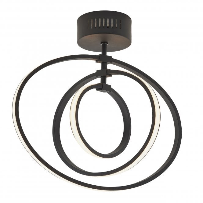 Avali Sculptural Led Hoop Semi Flush Ceiling Fitting Monochrome Black White Finish
