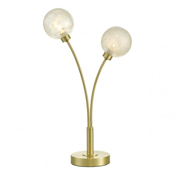 AVARI 2 Light Table Lamp in Satin Brass and Glass