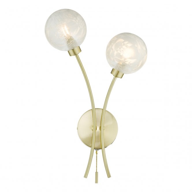 AVARI 2 Light Wall Light in Satin Brass and Glass