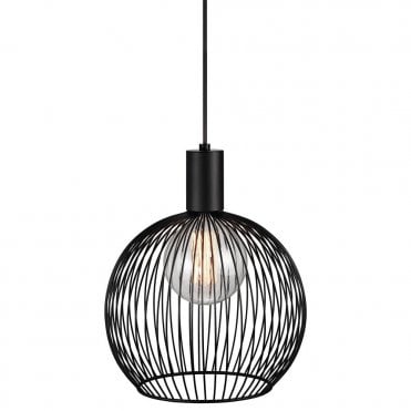 AVER - 30cm Globe Cage Ceiling Pendant Black