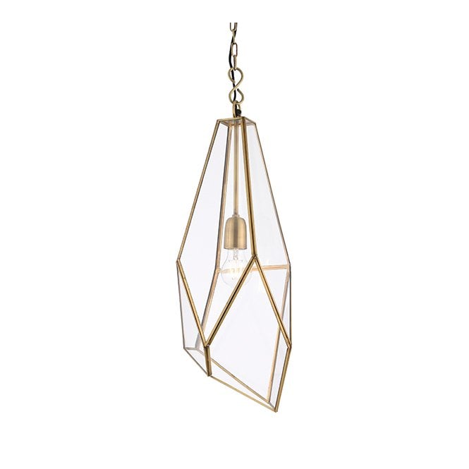 AVERY Clear Glass Geometric Ceiling Pendant Antique Brass