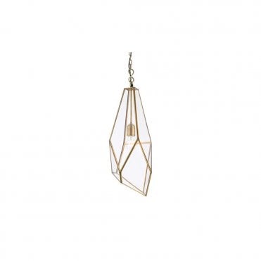 AVERY Clear Glass Geometric Ceiling Pendant Antique Brass