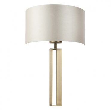 BAILEY Matt Brass Slotted Wall Light With Mink Shade