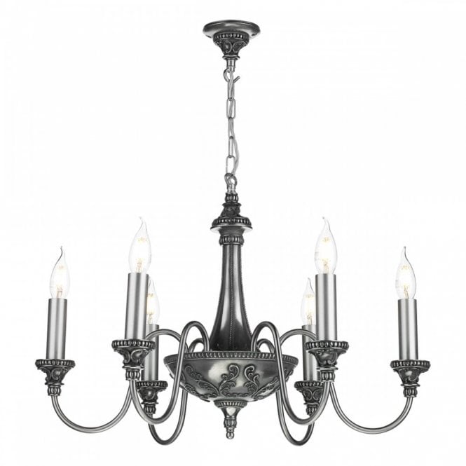 BAILEY Traditional 6 Light Ceiling Pendant Pewter