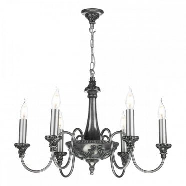 BAILEY Traditional 6 Light Ceiling Pendant Pewter