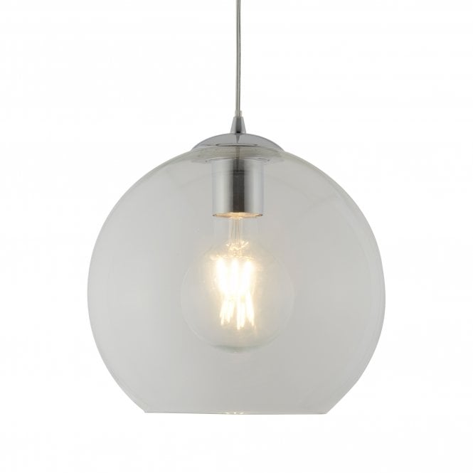 BALLS Single Round Ceiling Pendant (25Cm Dia) Clear Glass Chrome