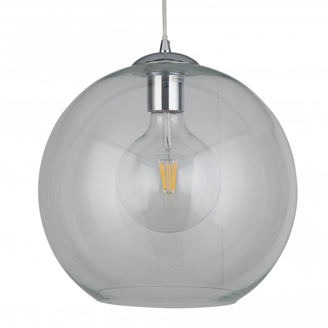 BALLS Single Round Pendant (30Cm Dia) Clear Glass Chrome