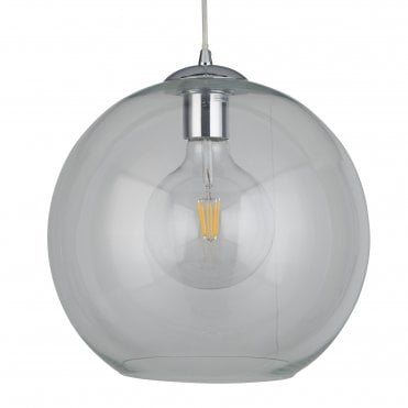 BALLS Single Round Pendant (30Cm Dia) Clear Glass Chrome
