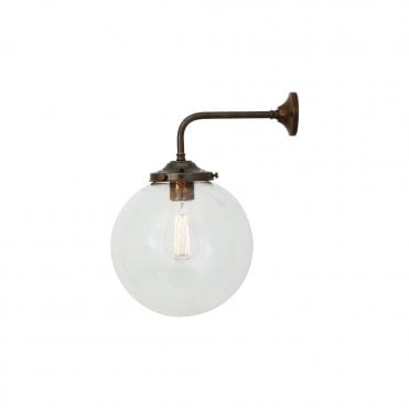 BAMAKO - 25Cm Clear Globe Wall Light In Antique Brass