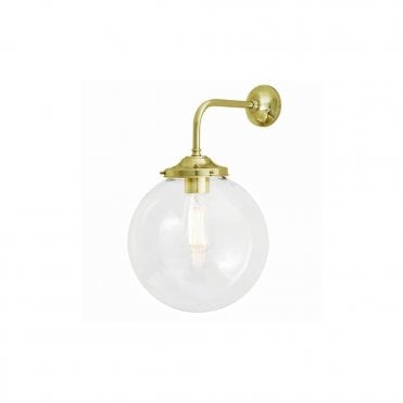 BAMAKO - 25Cm Clear Globe Wall Light In Polished Brass