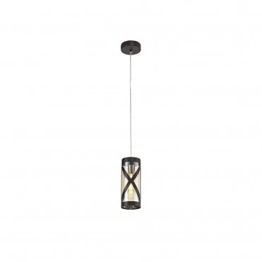 BANDEAU Ceiling Pendant Light Oiled Bronze/Polished Chrome/Amber