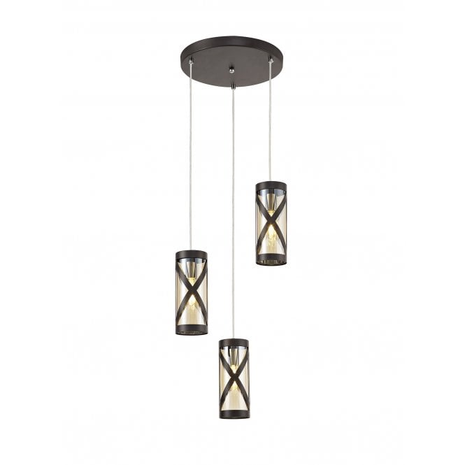 BANDEAU Ceiling Pendant Light Oiled Bronze/Polished Chrome/Amber