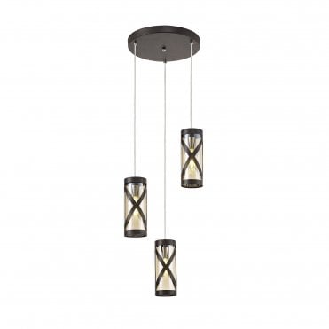 BANDEAU Ceiling Pendant Light Oiled Bronze/Polished Chrome/Amber