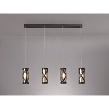 BANDEAU Ceiling Pendant Light Oiled Bronze/Polished Chrome/Amber