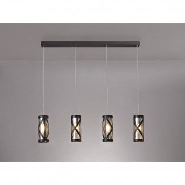 BANDEAU Ceiling Pendant Light Oiled Bronze/Polished Chrome/Amber